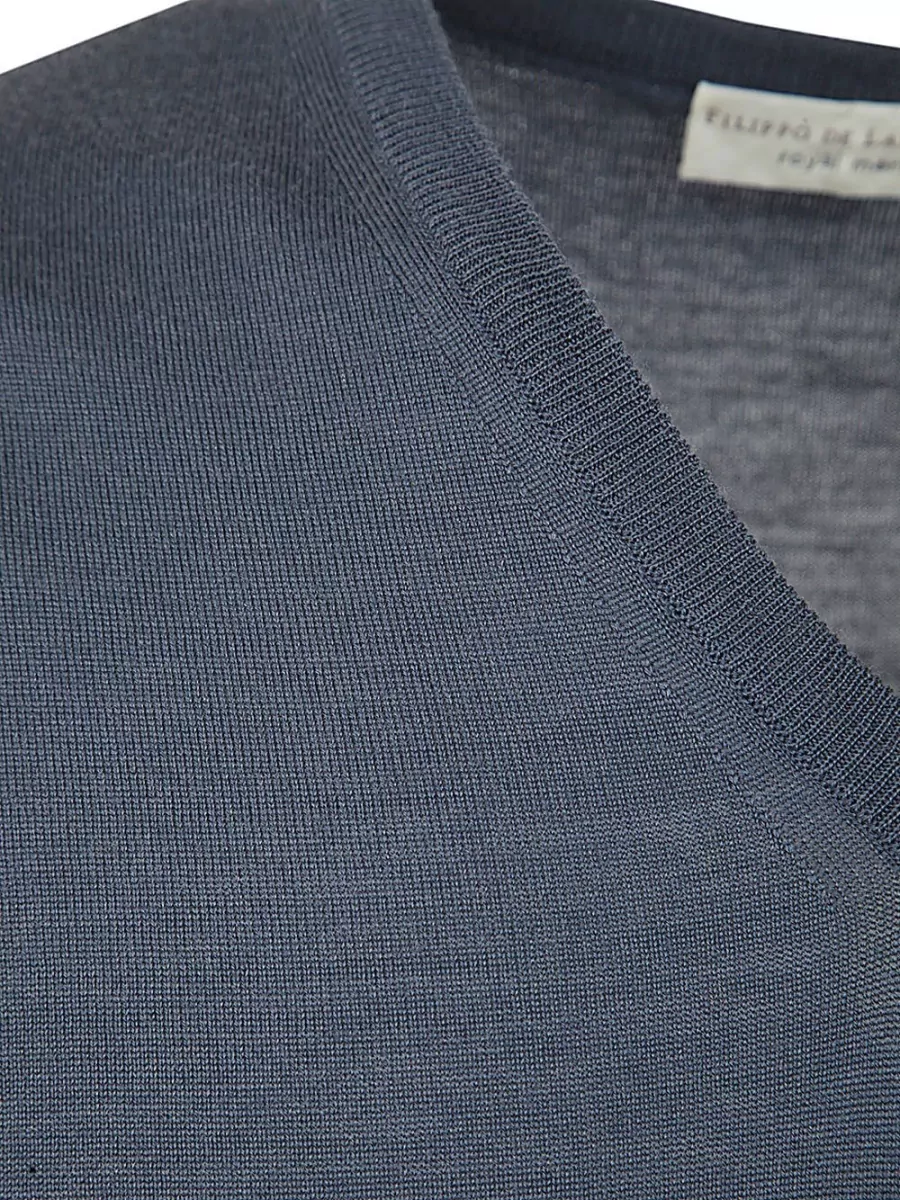 Filippo De Laurentis Wool Long-Sleeve V-Neck Jumper