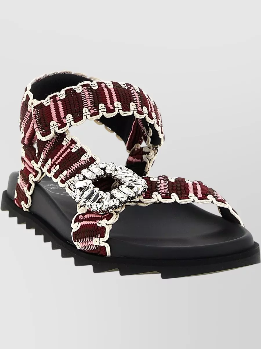 Roger Vivier Woven Crystal-Embellished Trek Sandals