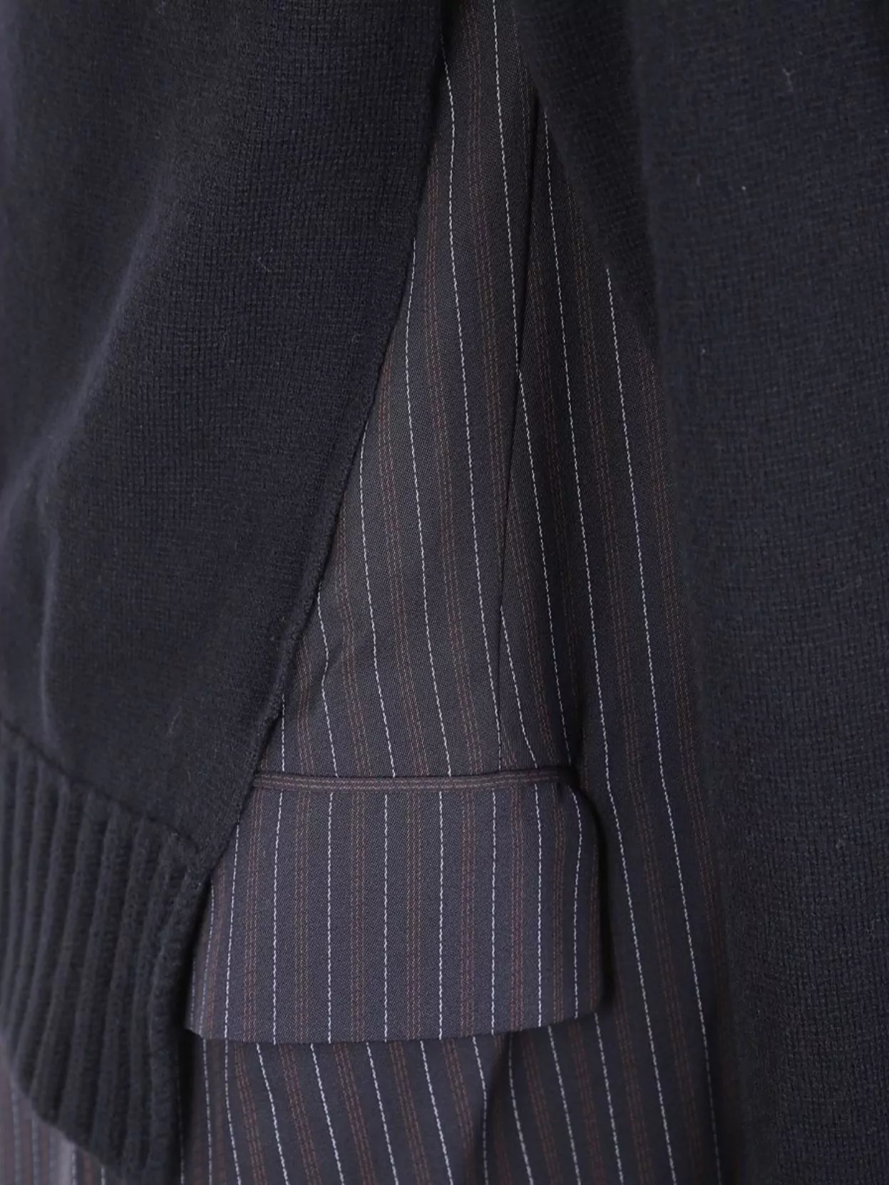 Sacai Striped Layered Knit Coat Dress