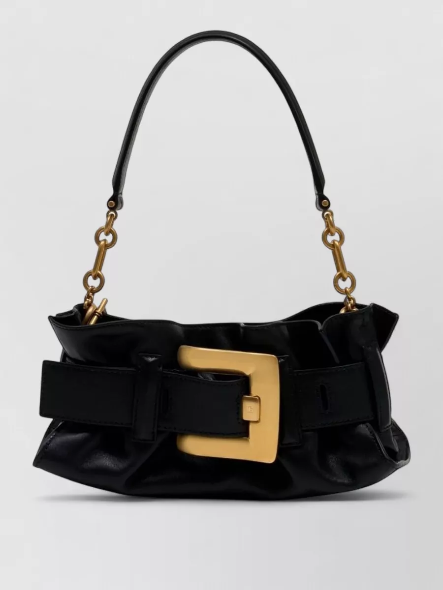 Balmain Anthem Mini Suede Shoulder Bag