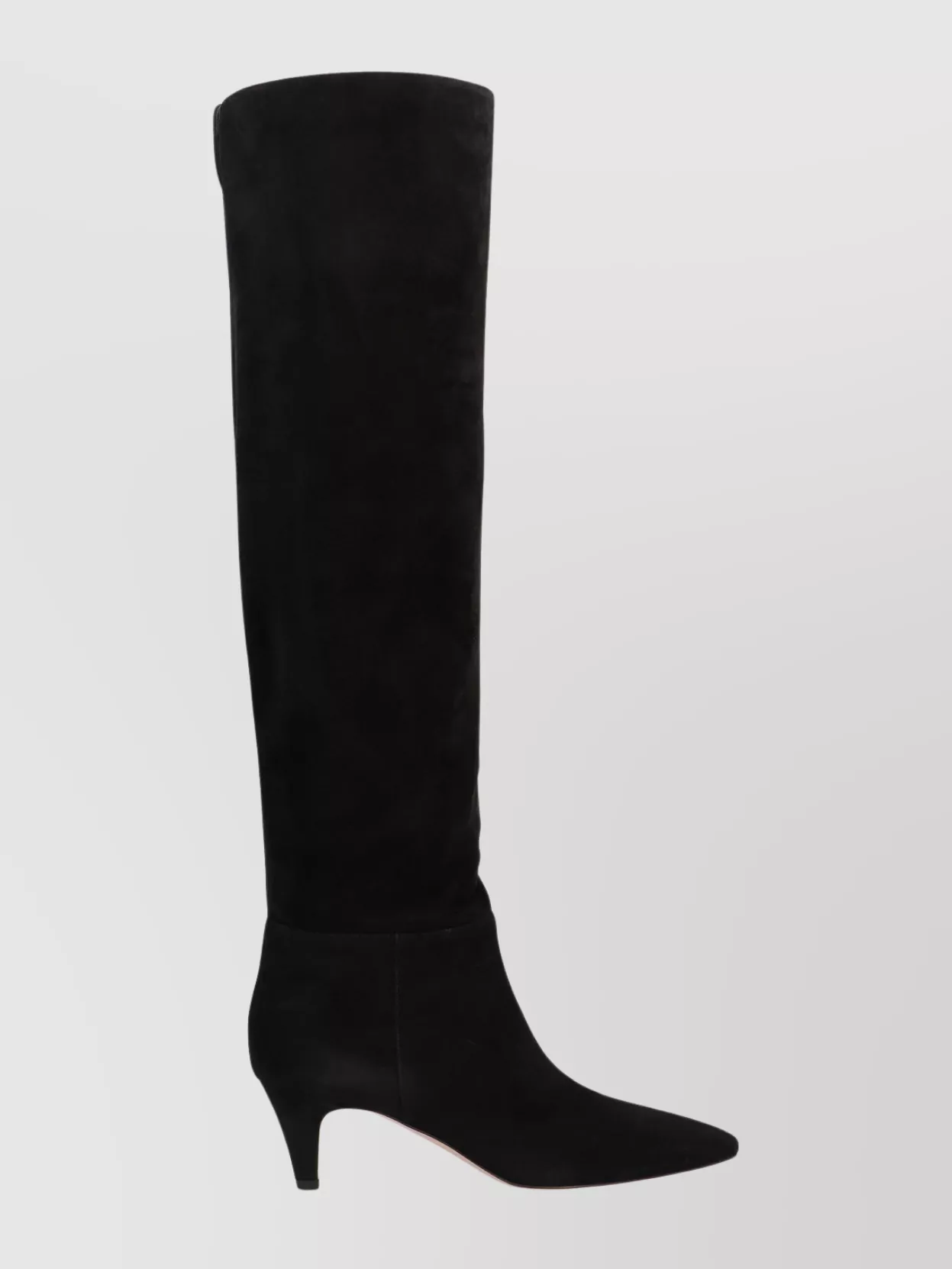 Gianvito Rossi Knee High Suede Boots With Kitten Heel In Black