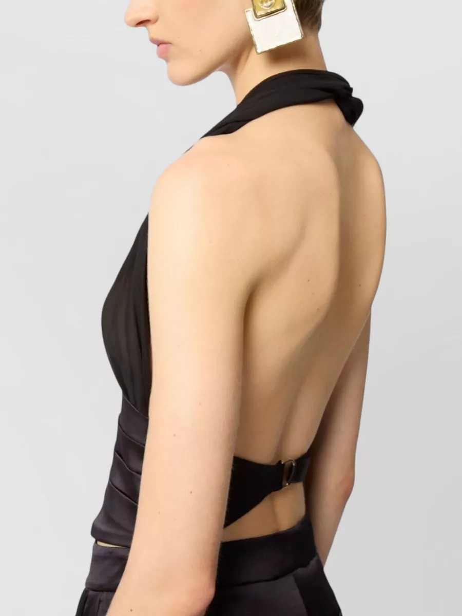 Nina Ricci Halterneck Satin Top Tie Back Bow