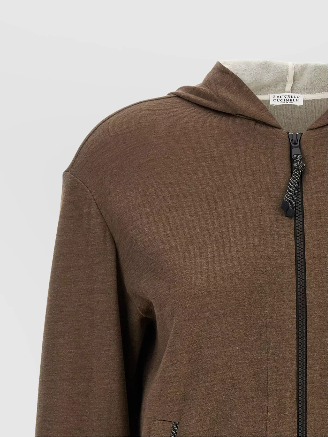 Brunello Cucinelli Luxe Zipper Pull Hoodie In Brown