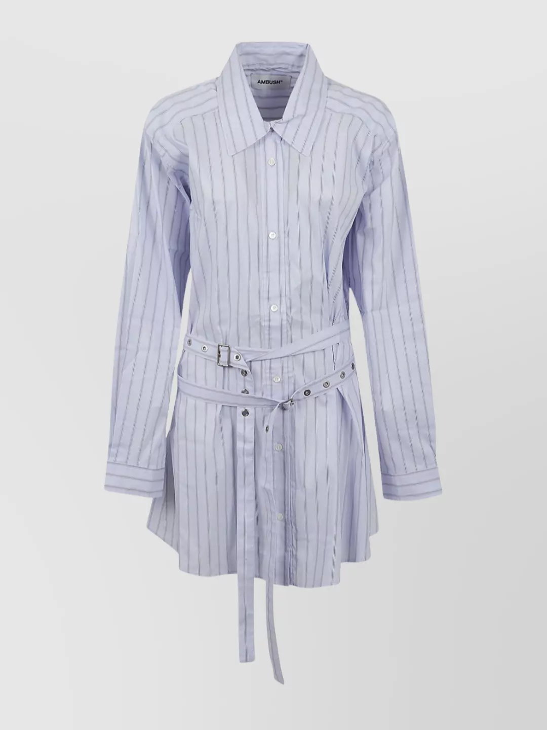 Ambush Belted Waist Crossed Stripes Dress