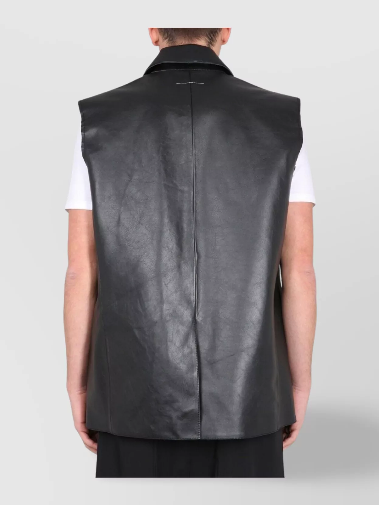 Mm6 Maison Margiela Leather Vest Sleeveless Flap Pockets