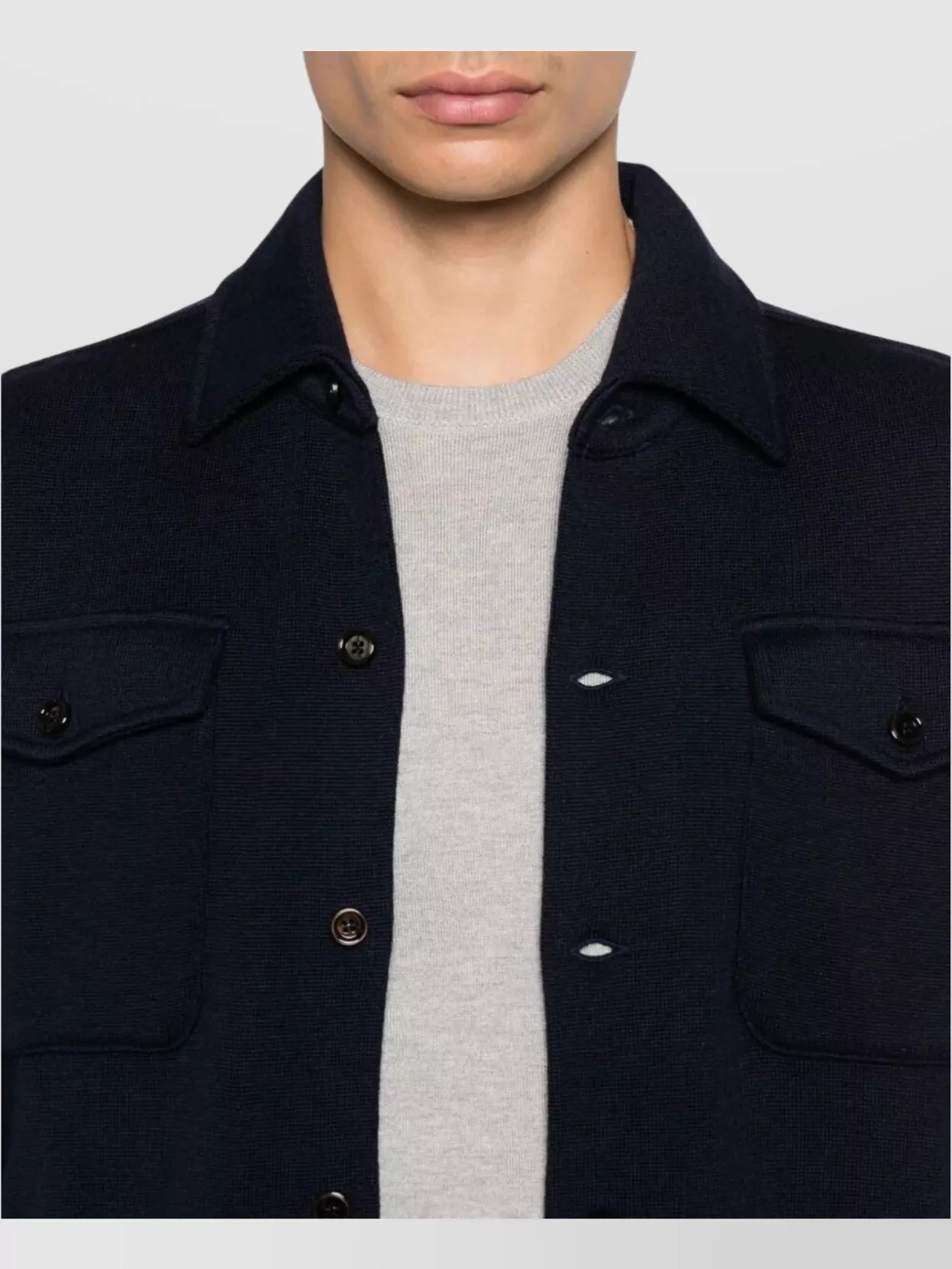 Lardini Men's Knit Jacket Chest Pockets