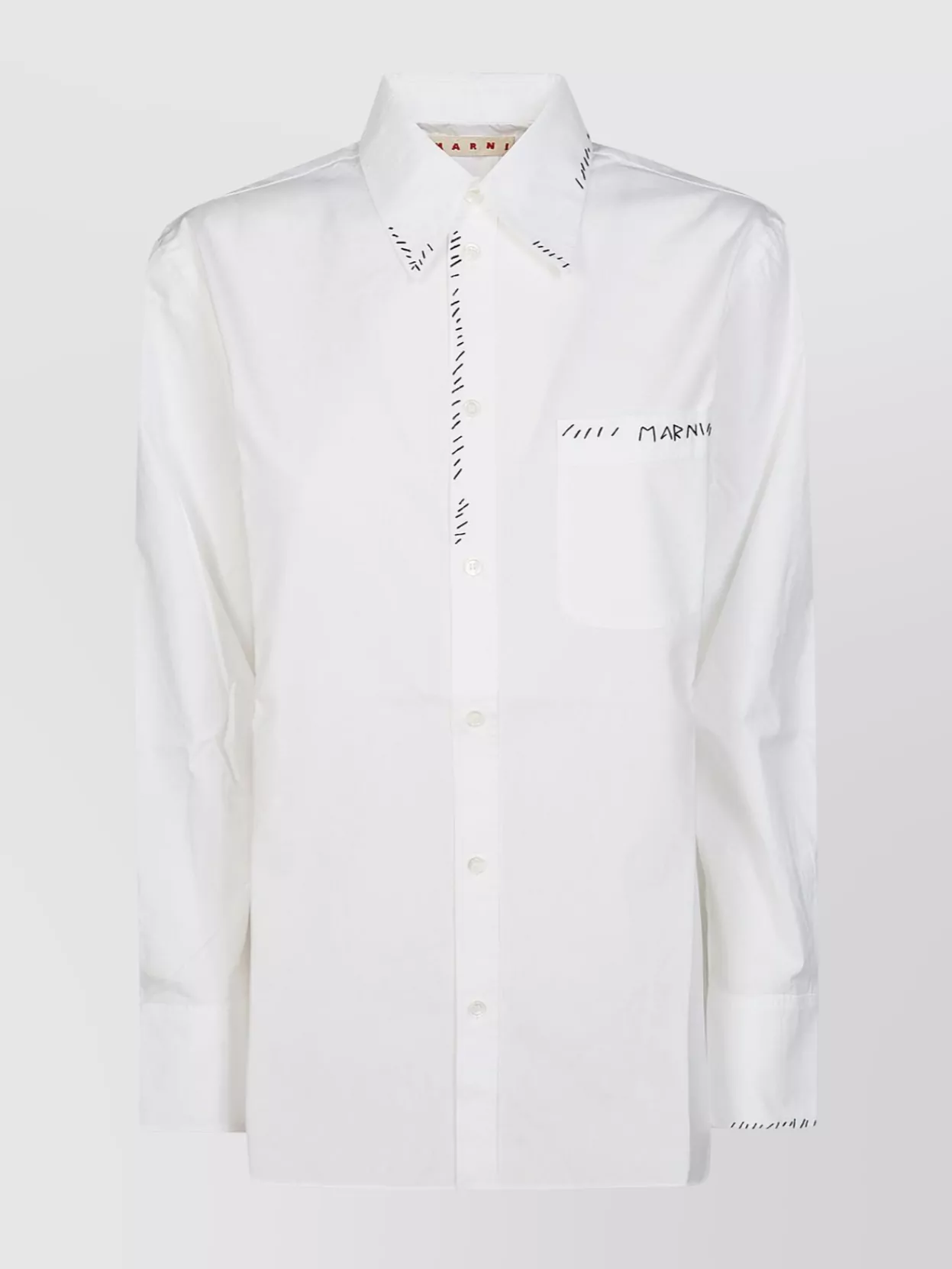 Shop Marni Shirt With Chest Pocket And Stitched Detailing