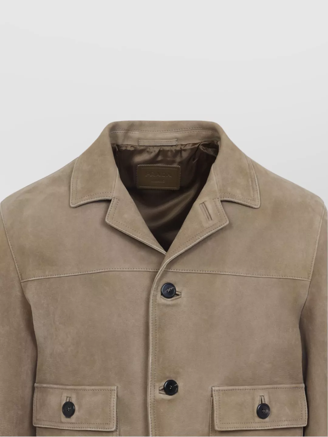 Prada Classic Button-up Lamb Leather Jacket In Brown