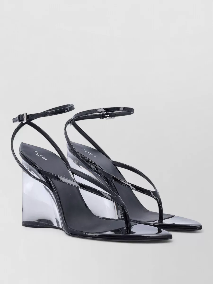Alaïa Leather Wedge Thong Sandals