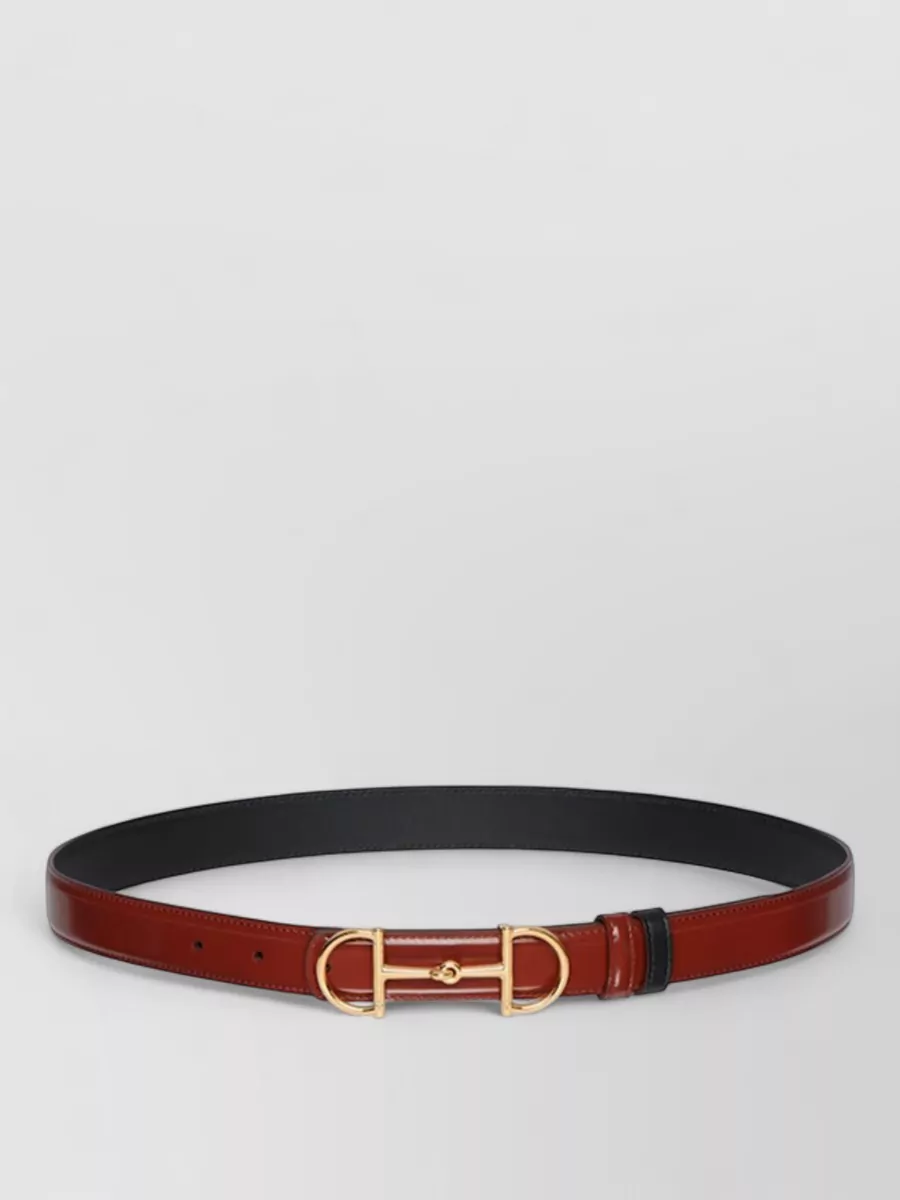 Gucci leather reversible belt with horsebit buckle