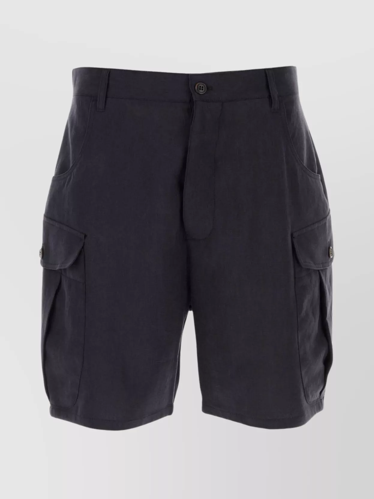 Giorgio Armani Bermuda Linen Shorts Multiple Pockets In Black