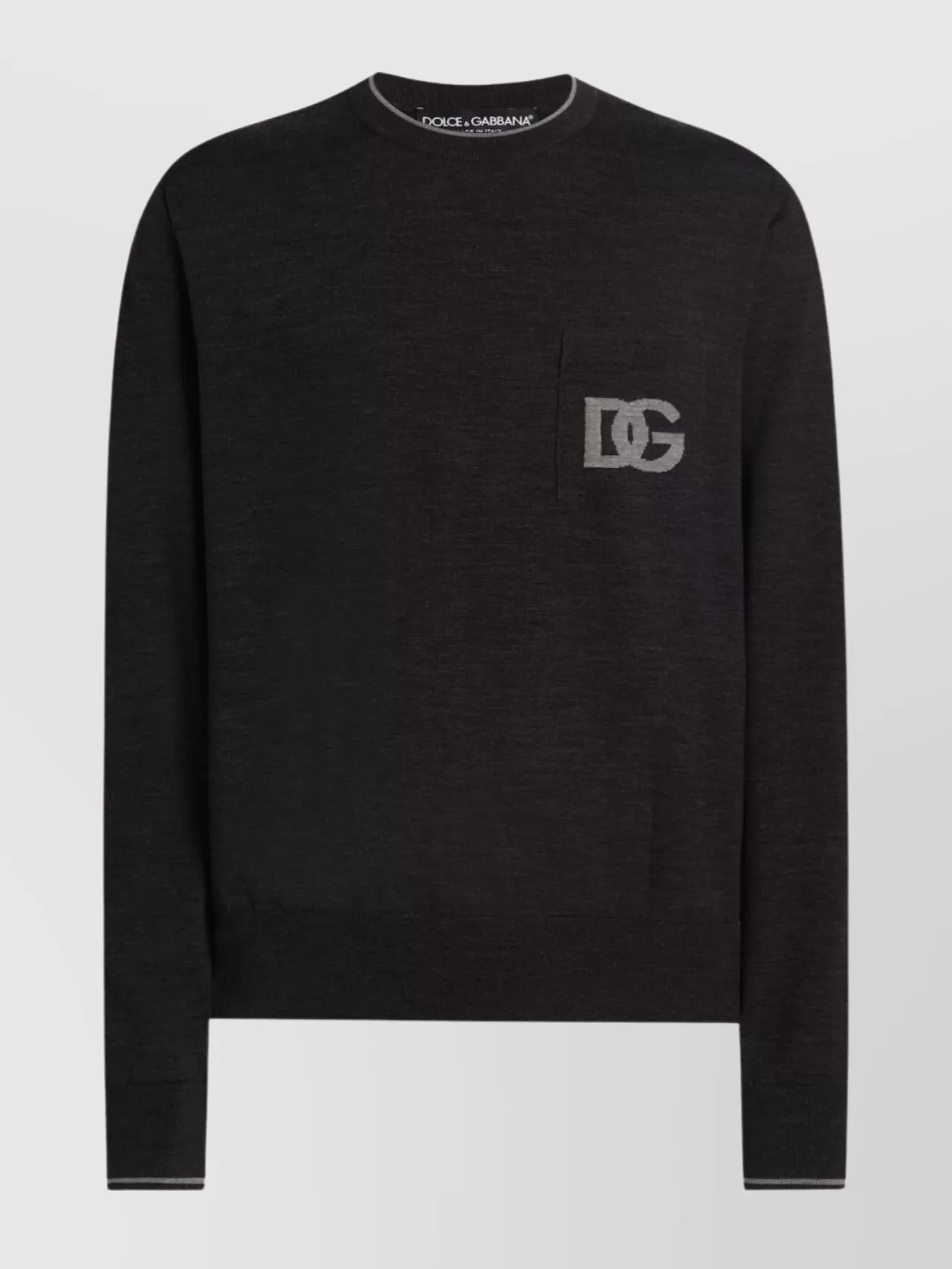 Dolce & Gabbana Crew Neck Sweater With Long Sleeves And Pocket In Black