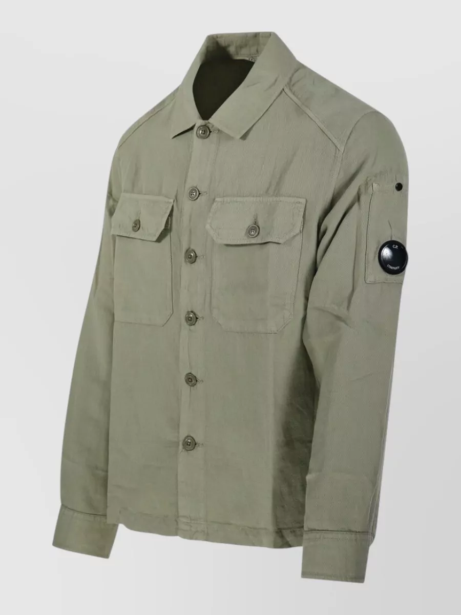 C.p. Company Linen Cotton Long Sleeve Shirt Jacket