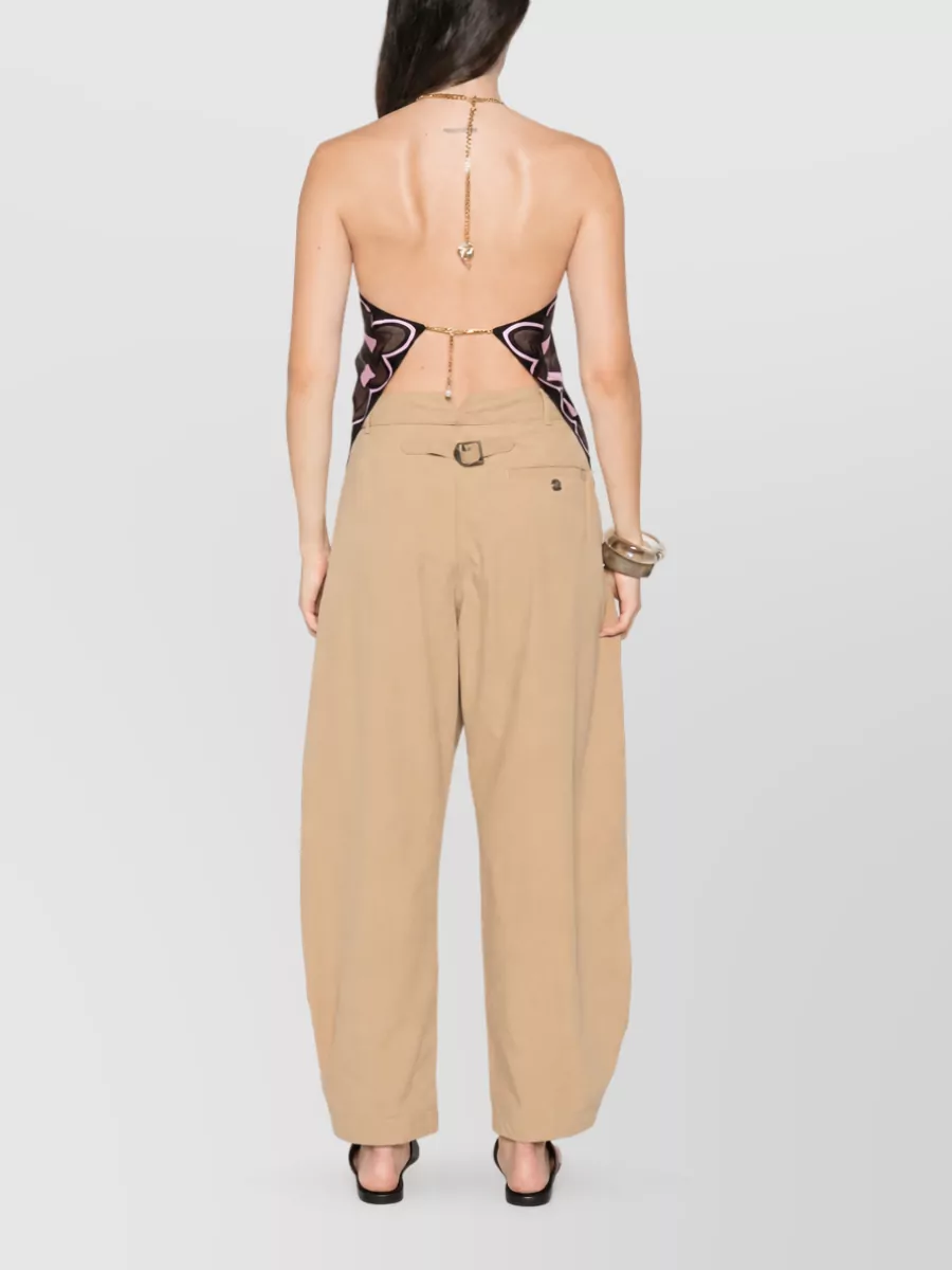 Pucci Silk Printed Halterneck Sleeveless Draped Blouse