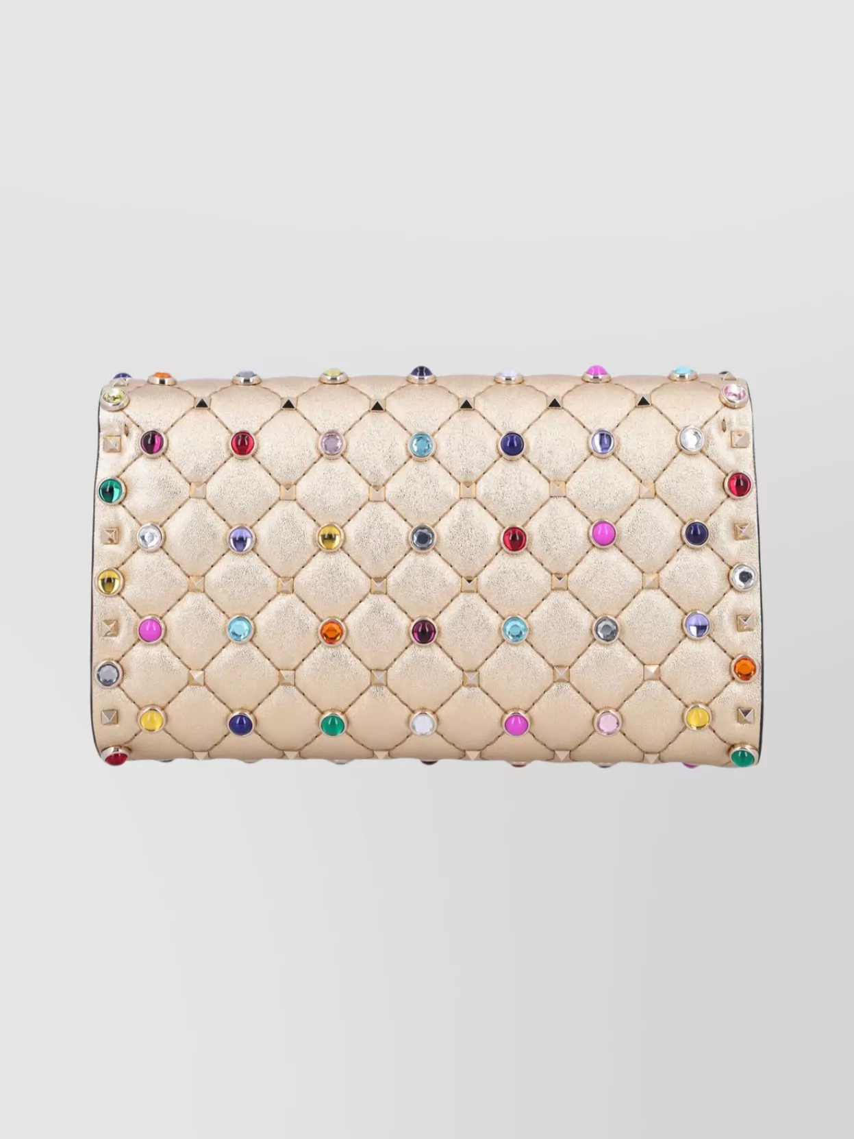 Valentino Garavani Rockstud Spike Multicolor Studded Shoulder Bag In Metallic Nappa