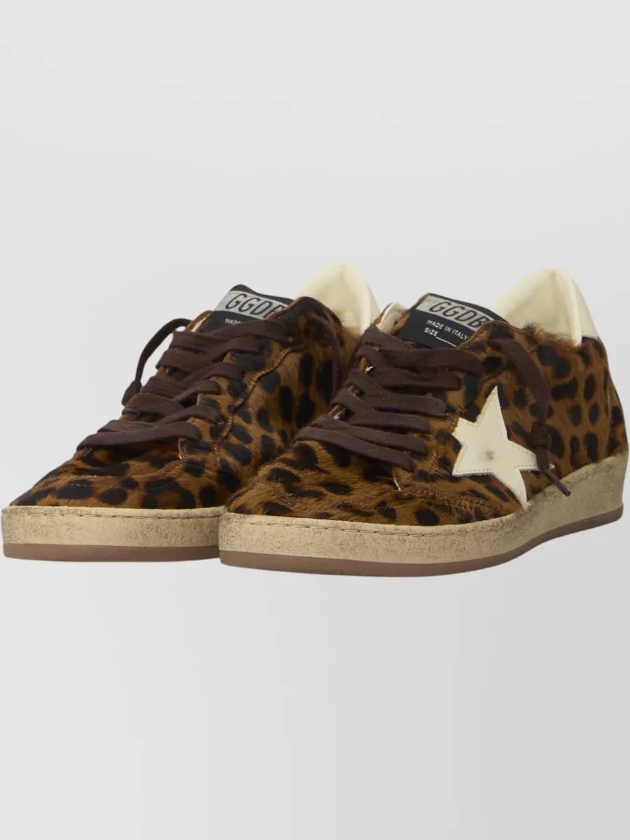 Golden Goose Leather Animal-Print Low-Top Sneakers