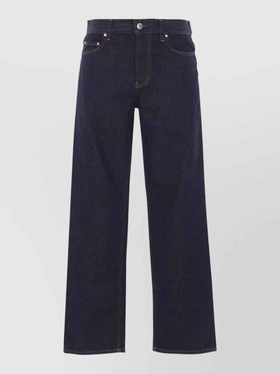 Totême Straight Leg Denim Trousers Contrast Stitching In Black