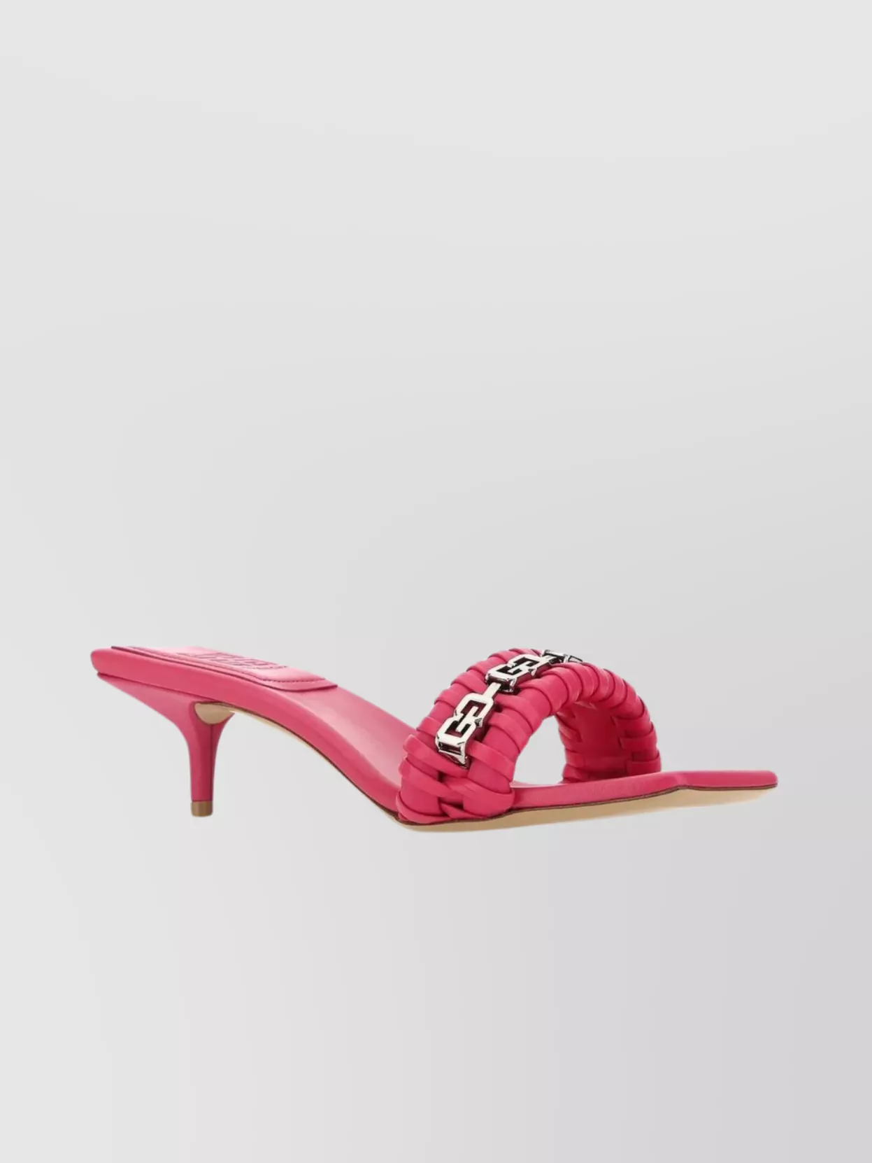 Shop Givenchy Woven Leather Kitten Heel Mules In Pink