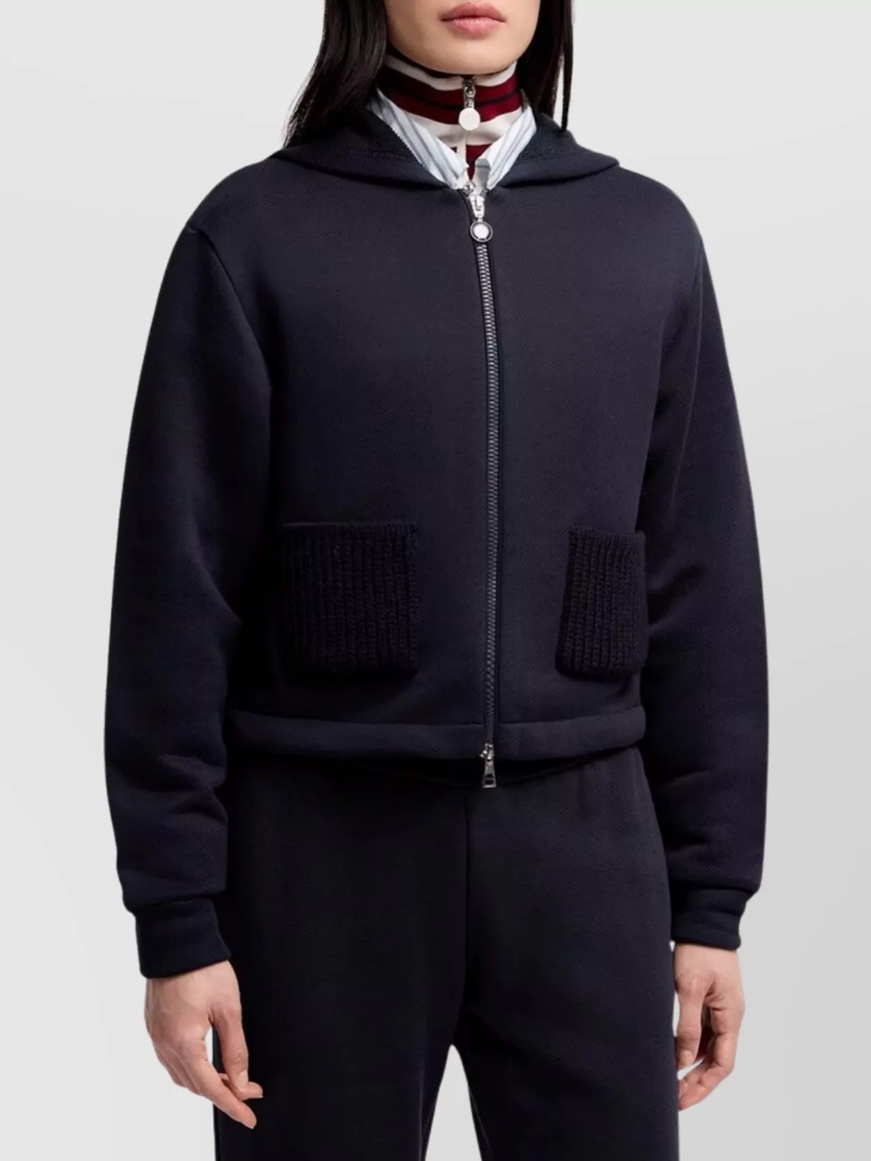 Moncler Cotton Hoodie With Knit Patch Pockets