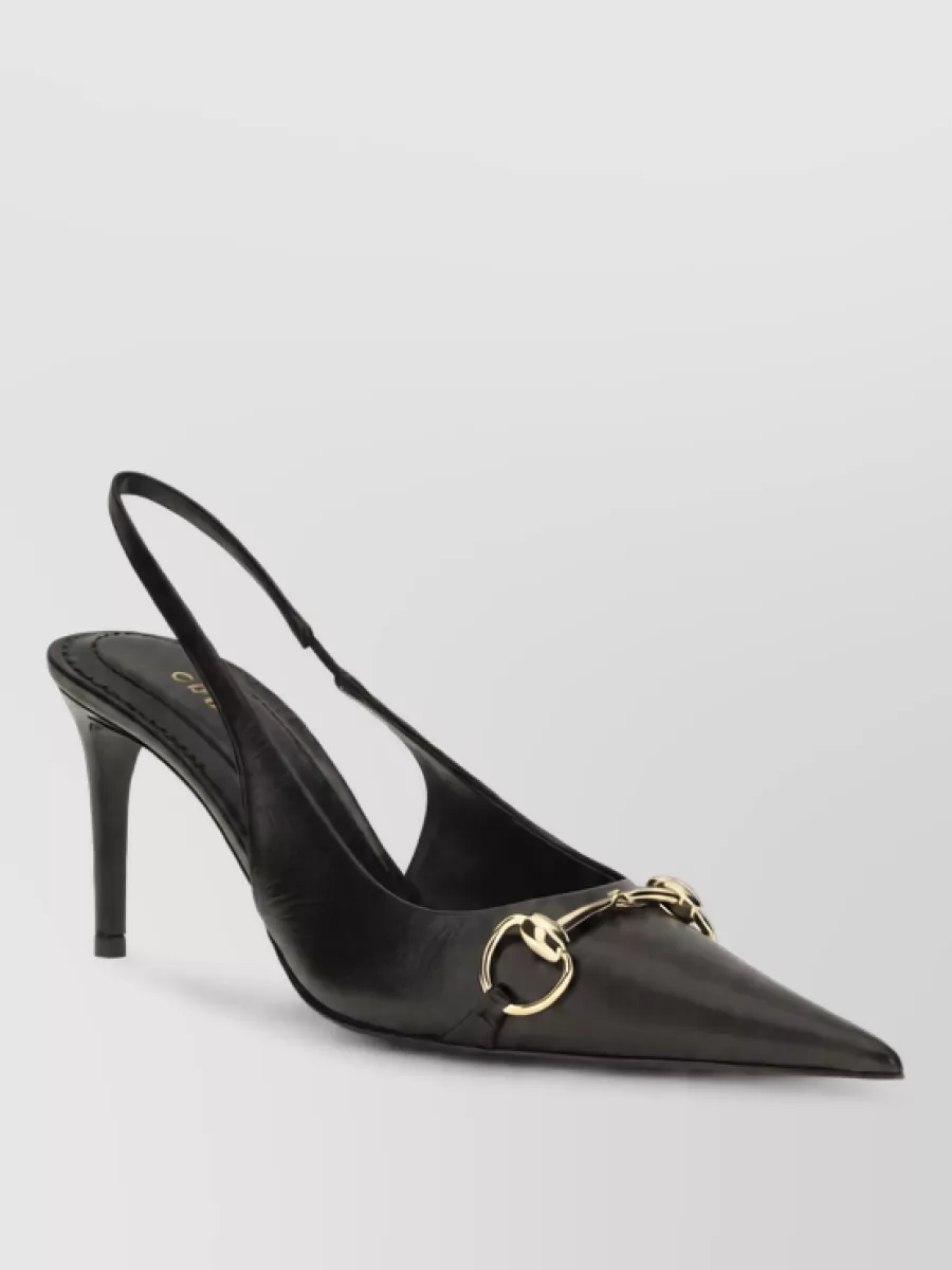 Gucci leather high heel mules