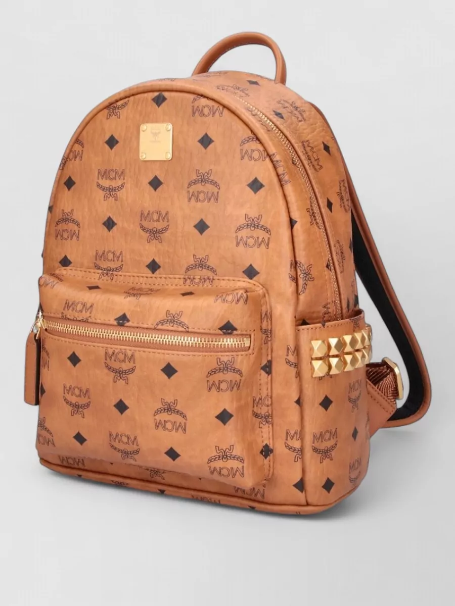 Mcm Leather Logo-Print Backpack
