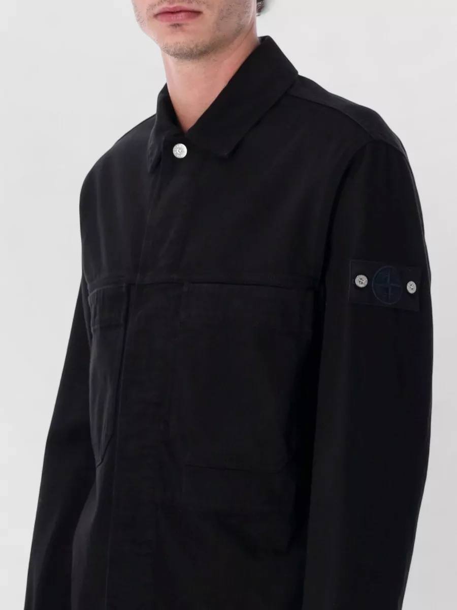 Stone Island Denim Research Coach Jacket Star Detail