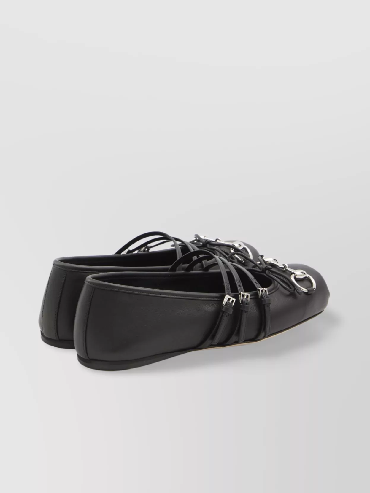 Gucci Leather Bow Detail Squared Toe Ballet Flats