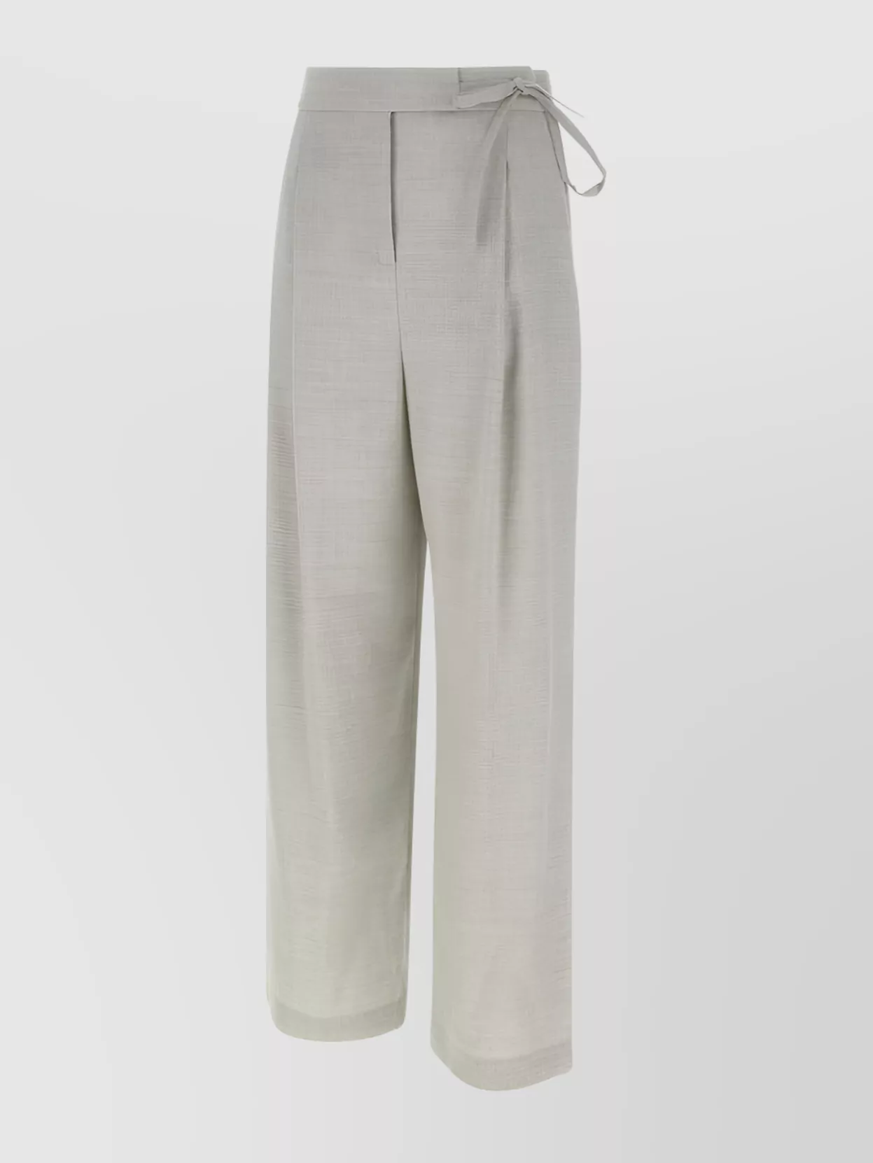 Eleventy High Waist Linen And Wool Blend Trousers In Gray