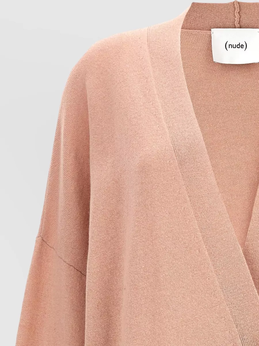Nude Wool Oversized V-Neck Cardigan