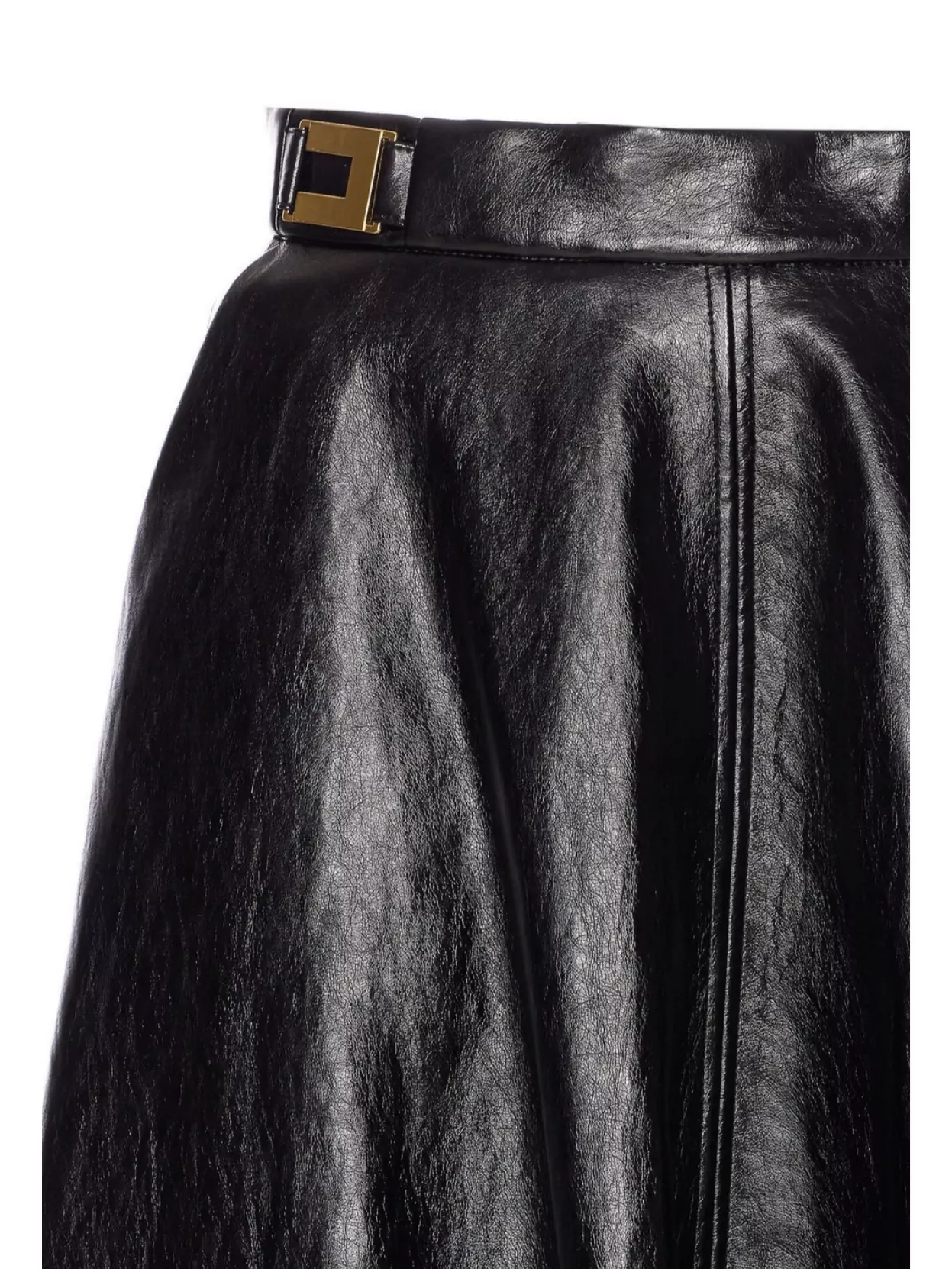 Elisabetta Franchi Leather-effect Belted Midi Skirt In Black