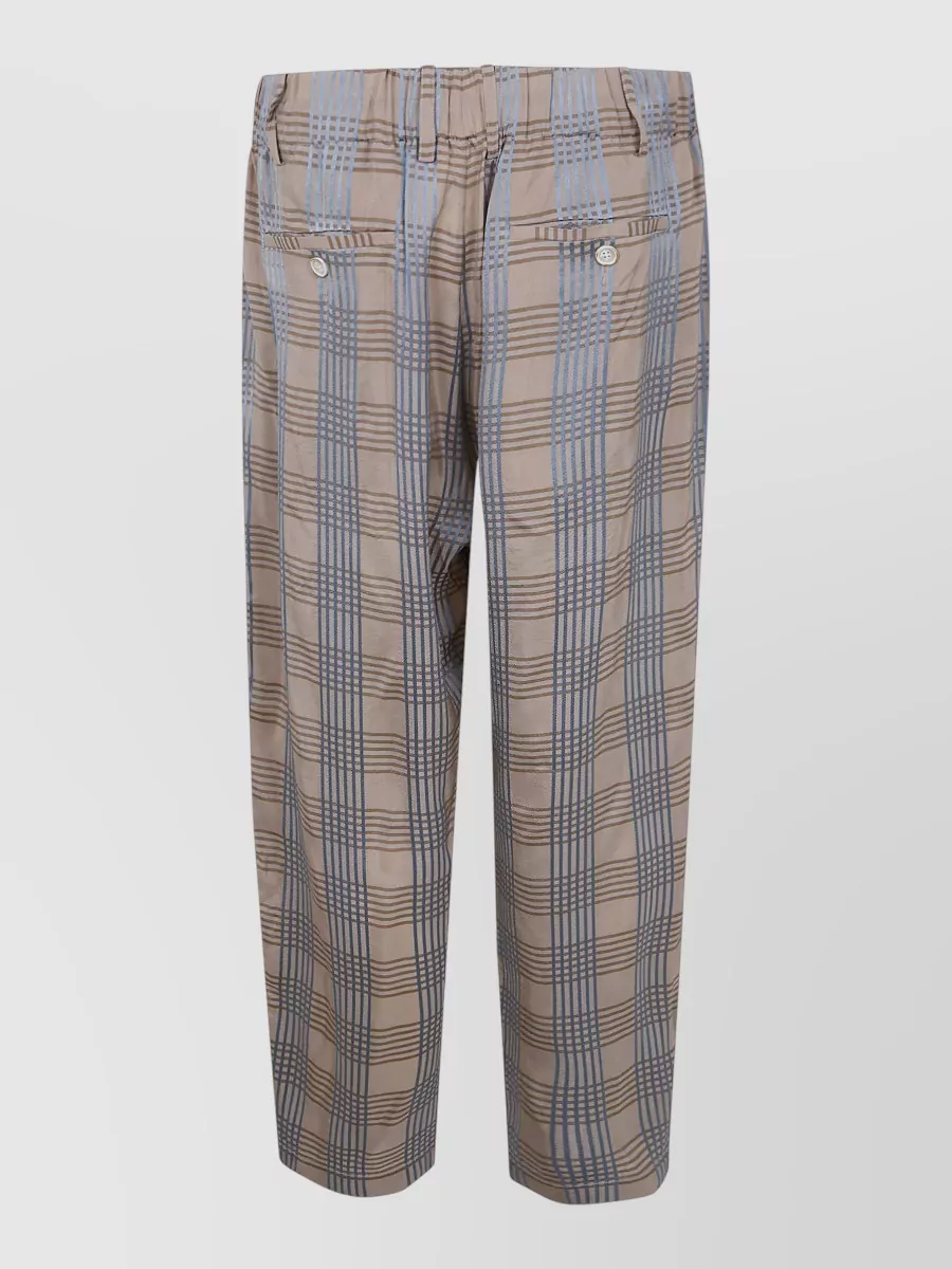 Uma Wang Tartan Drawstring Straight-Leg Trousers