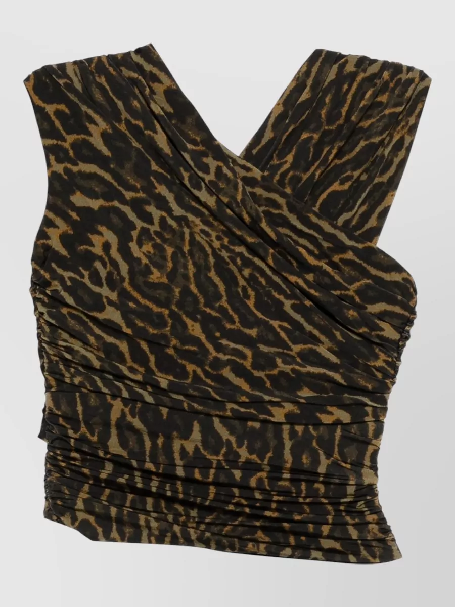 Ganni braided leopard-print blouse
