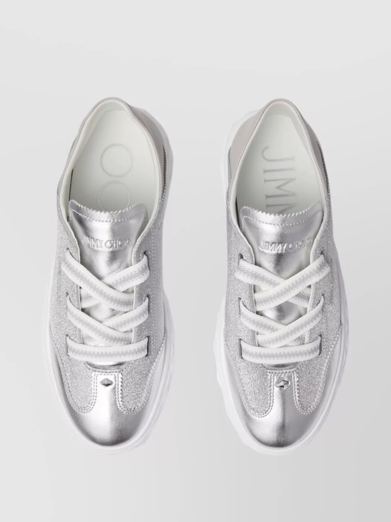 Jimmy Choo Shimmering Leather Sneakers Folding Heel