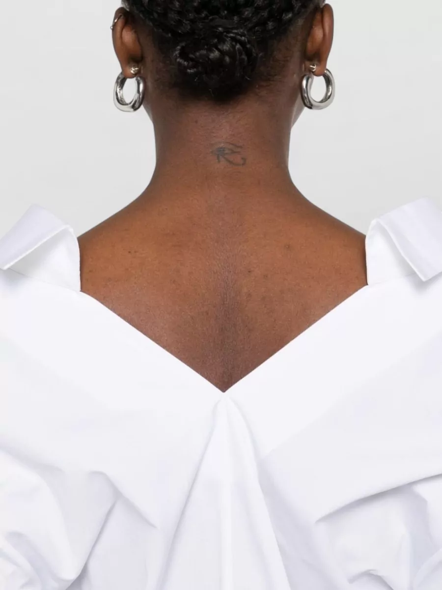 Givenchy Cotton Shirt Collar Cuffed Sleeves V Neck