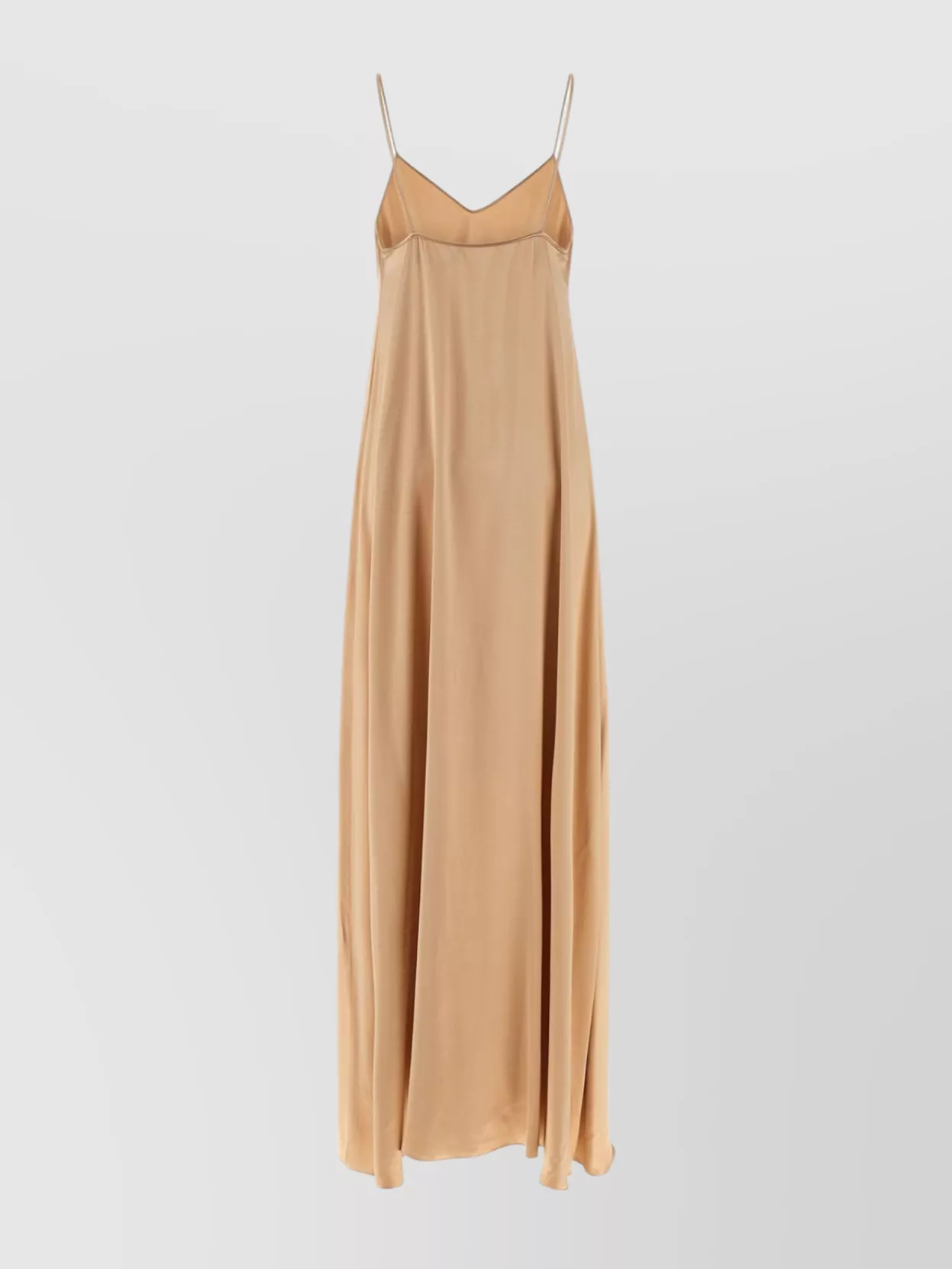 Ferragamo V-neck Flowing Floor-length Dress Straps In Brown