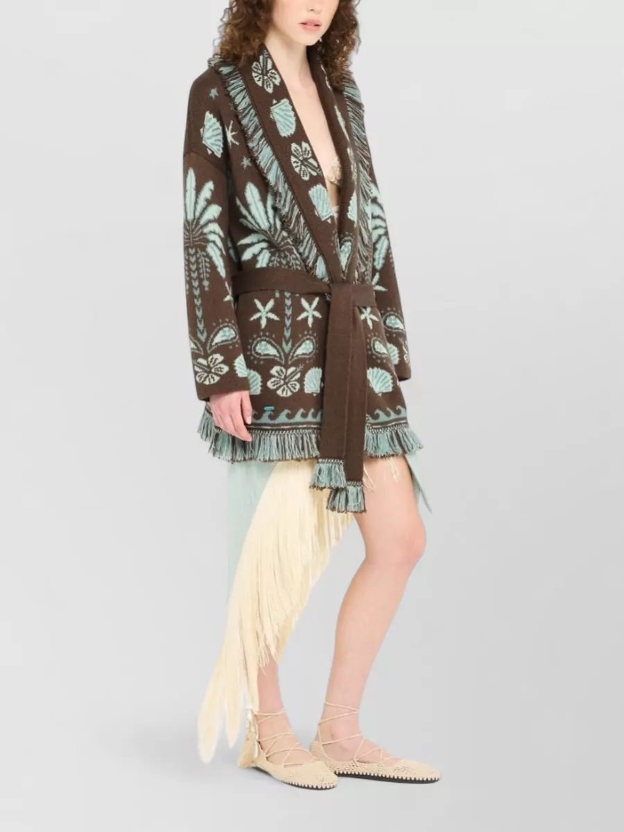 Alanui Island Echoes Wool Cotton Shawl Collar Cardigan