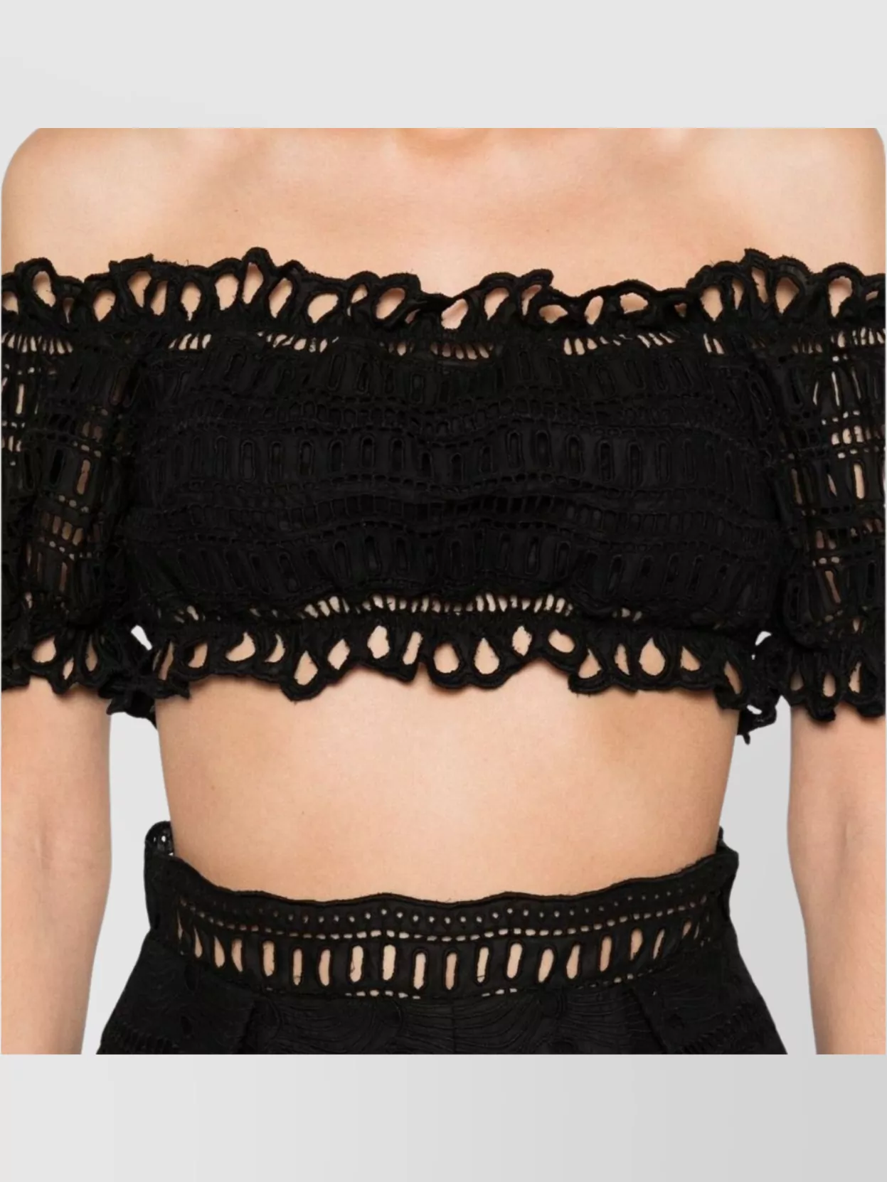 Ermanno Scervino Cotton Blend Off-shoulder Crop Top