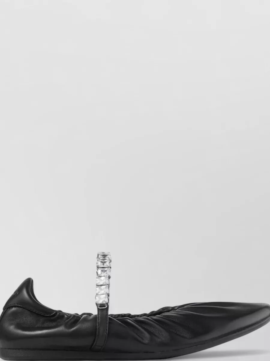 Jimmy Choo Crystal Embellished Leather Ballerina Shoes