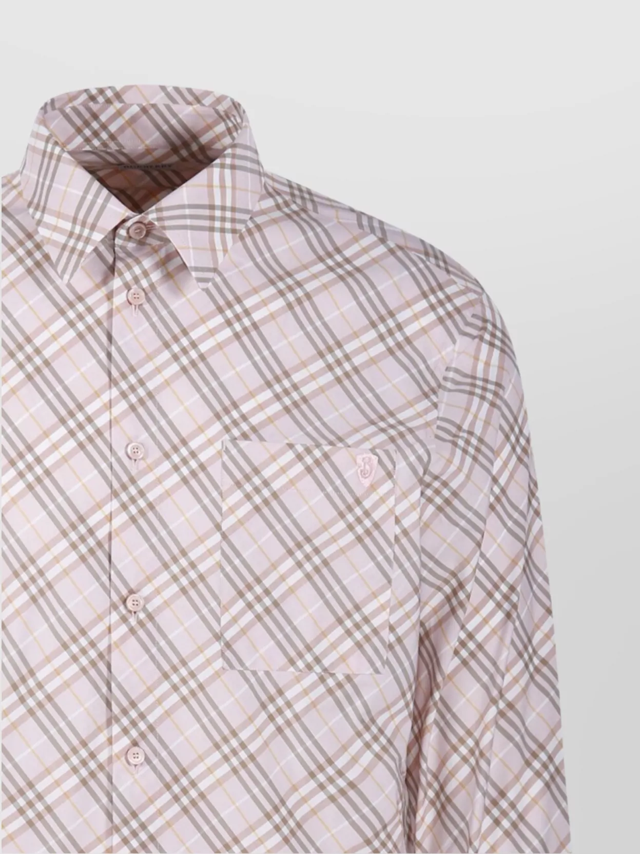 Burberry Plaid Pattern Button-Down Collar Shirt With Front Pocket