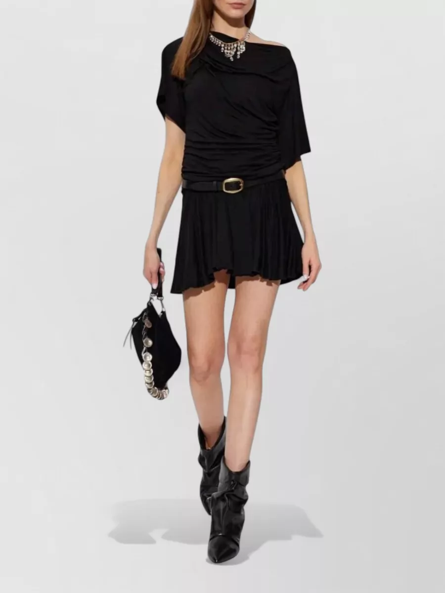 Isabel Marant Etoile Draped Ruffled Short-Sleeve Mini Dress