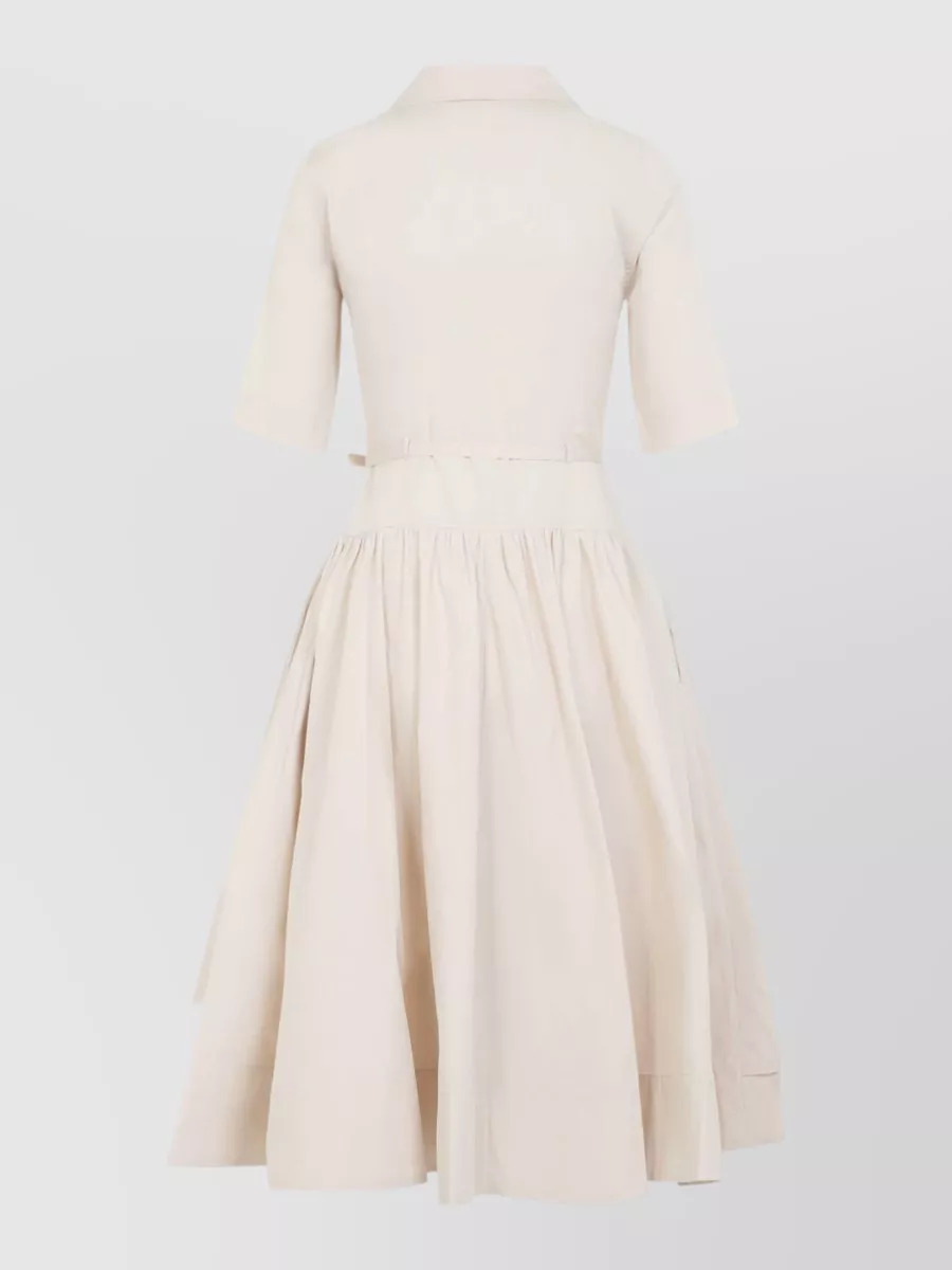 Co Cotton Belted Short-Sleeve Midi Dress