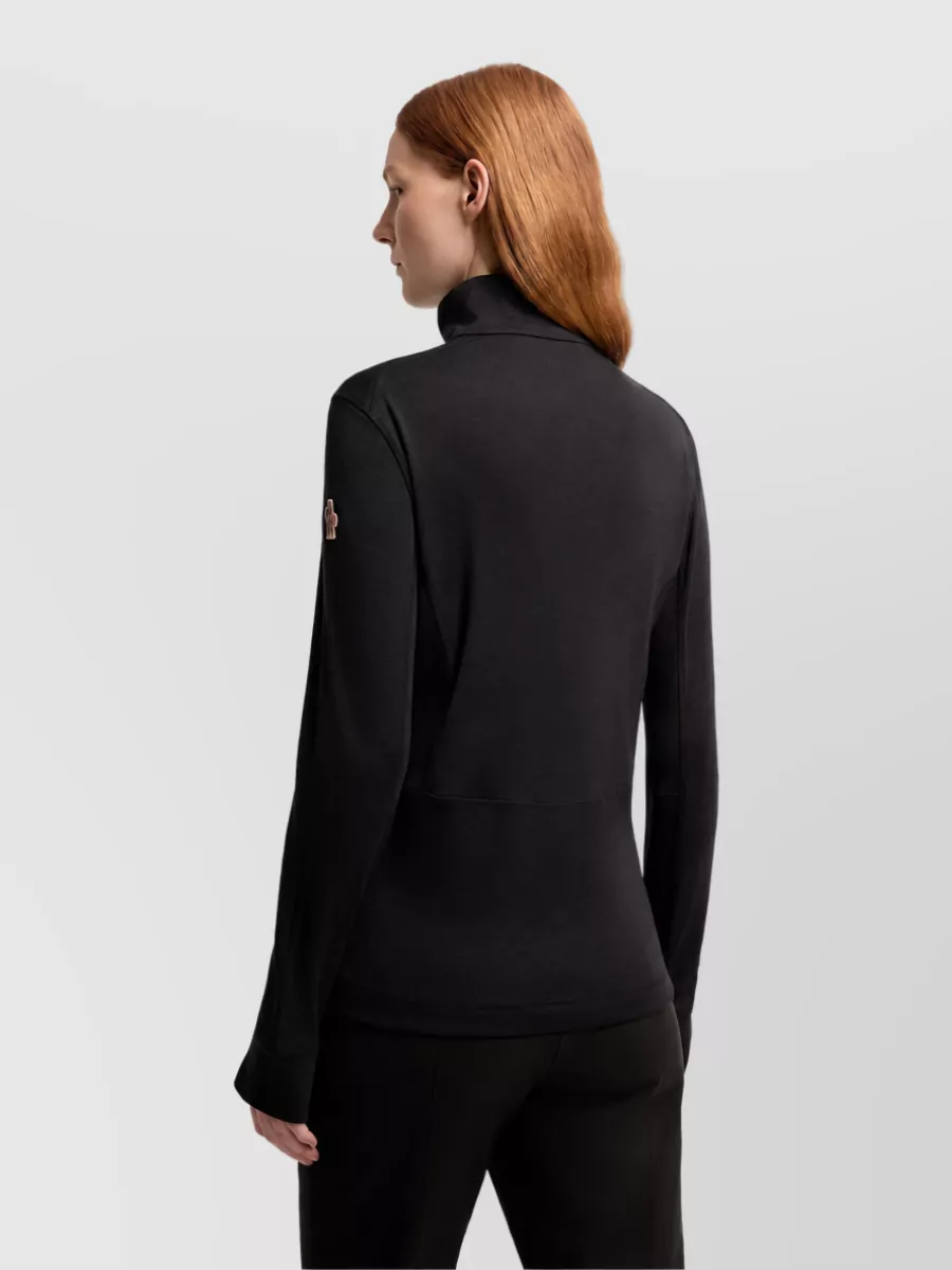 Moncler Wool Silk Half Zip Mock Neck Sweater
