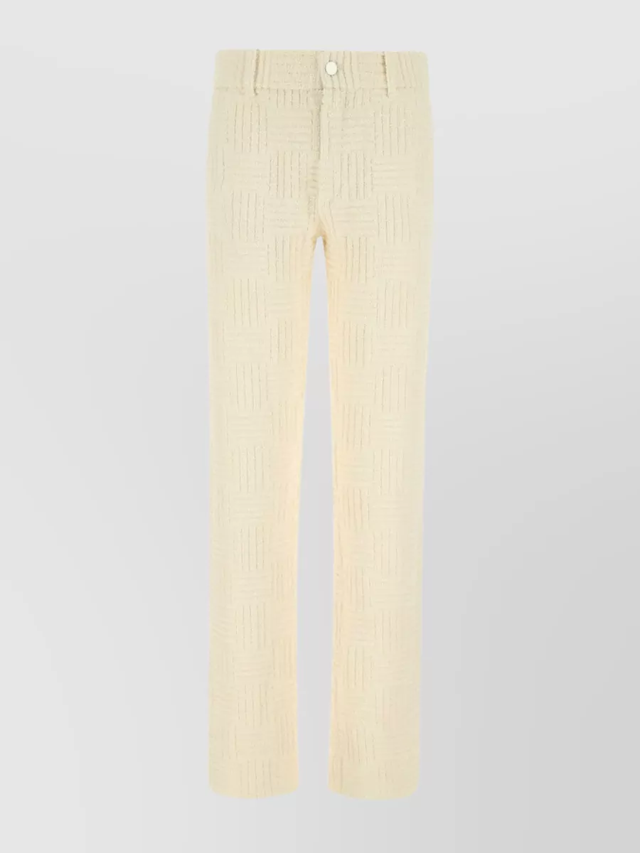 Shop Bottega Veneta Textured Wide-leg Terry Trousers In Cream