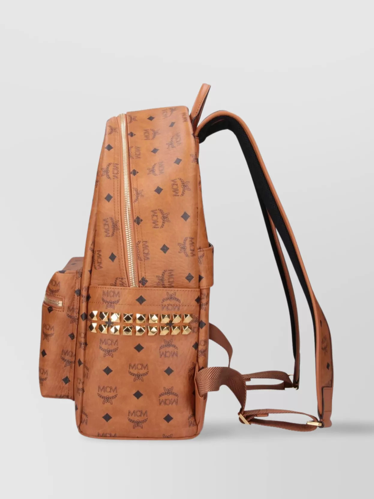 Mcm Studded Front Zip Backpack