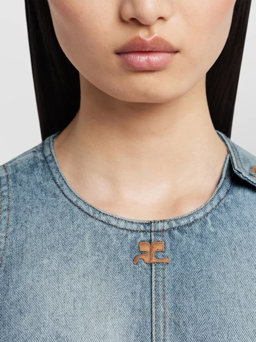 Courrèges Sleeveless Dress Knee Length Round Neckline