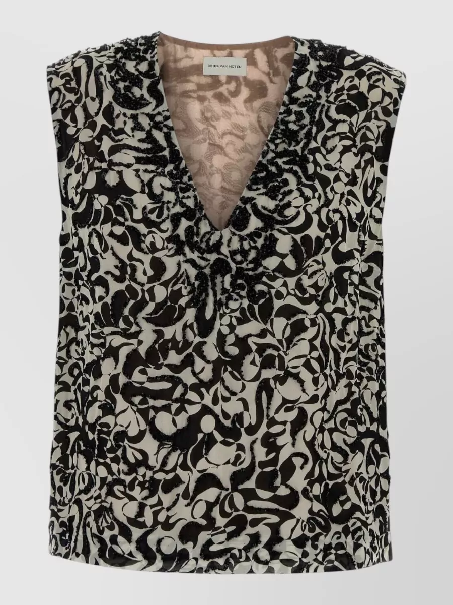 Dries Van Noten printed crepe blouse