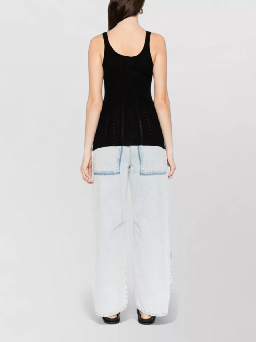 Herskind Merino Wool Ribbed Sleeveless Scoop Neck Knitted Top