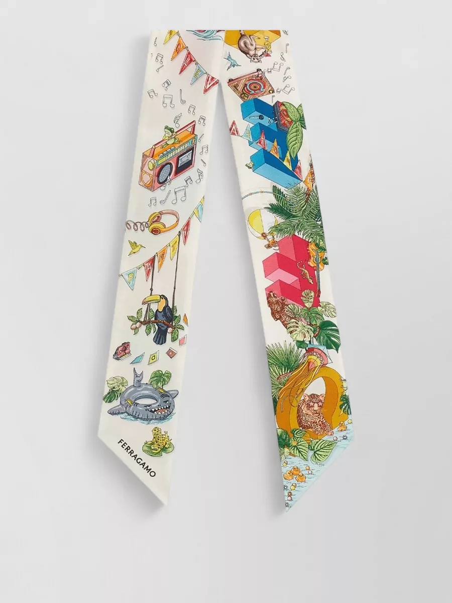 Ferragamo silk jungle party print mini bandeau scarf