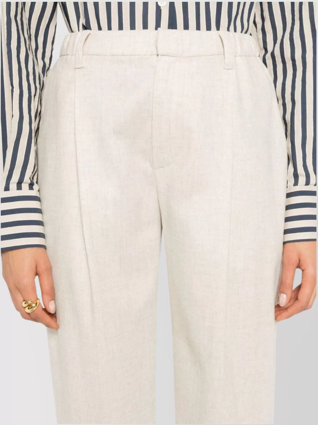 Brunello Cucinelli Tailored High-waisted Trousers With Straight Leg In Neutral
