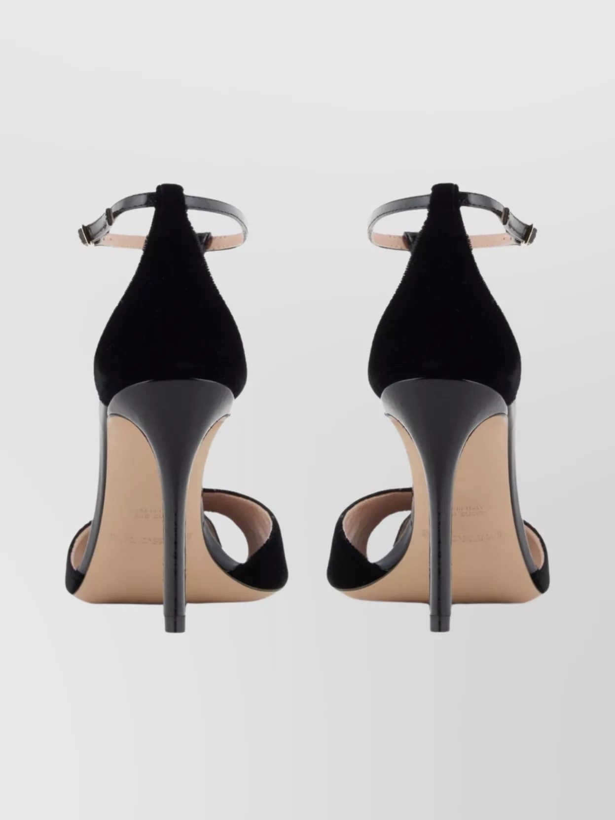 Emporio Armani Velvet And Patent-leather T-bar Heeled Sandals In Black